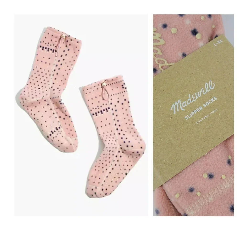 Madewell Slipper Socks Forgotten Petal Pink Cozy Soft NWT